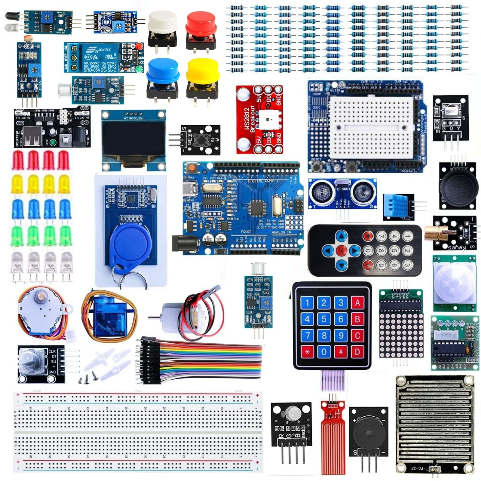 DIY Ultimate Starter Kit with UNO Controller Board with C-Type Interface | 30+ Project Online Tutorials & 30+ Challenges | Compatible with UNO, RPi, ESP32, Mega | 42+ Components